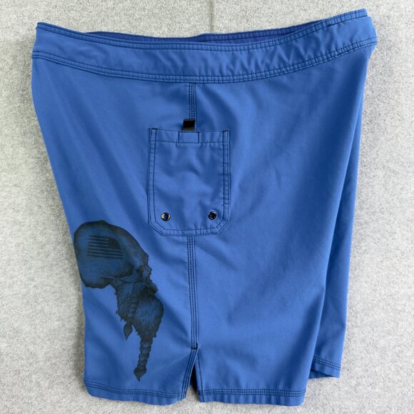 Rogue American Men’s Large Blue Boardshorts Skull Graphic Drawstring Swim Trunks - Picture 3 of 8